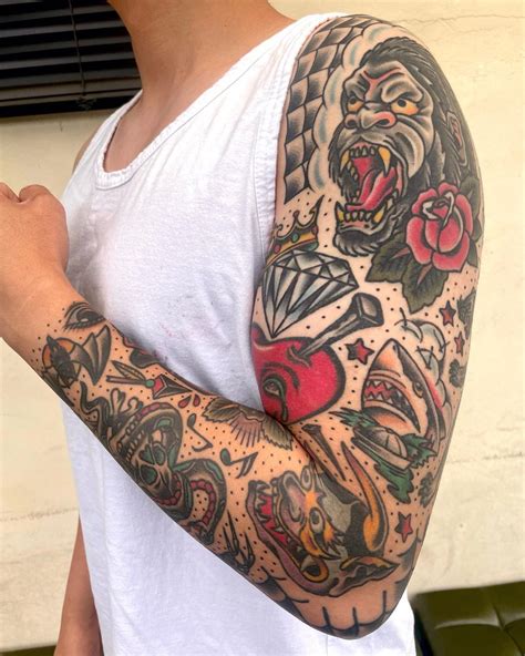 american traditional forearm sleeve